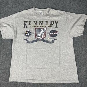 Vintage 90s NASA Kennedy Space Center Apollo Space Shuttle T-Shirt Heather Grey